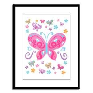  Large Framed Print Pretty Butterflies And Flowers 