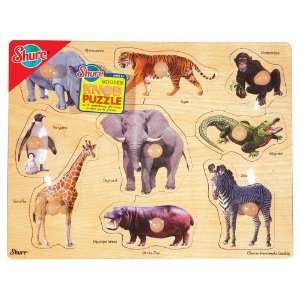  Shure   Zoo Animals Wooden Knob puzzle Toys & Games
