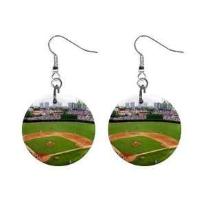 New Baseball Wrigley Field Chicago Cubs Dangle Button Earrings Jewelry 