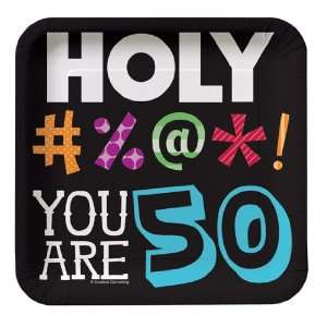  Holy Bleep Square Paper Dessert Plates   50th Birthday 