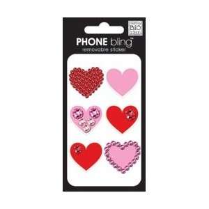 Phone Bling Stickers   Simple Hearts Red/Pink