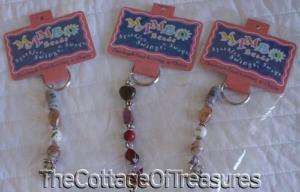 LOT 3 KEYCHAIN KEY RING MAMBO BEADS SILVER TONE CHARMS  