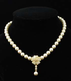 Ivory Color Cream Shell Pearl Bridal Necklace C037  