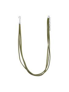 AuraStella Sterling Silver Lush in Leather Moss Green Necklace  