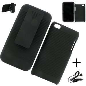  Apple iPod Touch 4G HOLSTER CASE BLACK + CAR CHARGER Cell 