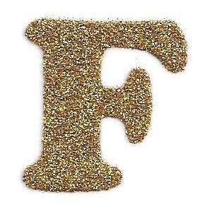  Letter F   Iron On Gold Glitter Letters 1 1/4 