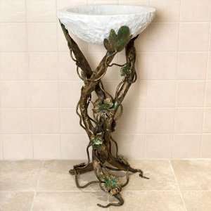  Vine Wrought Iron Sink Stand   Burnished Bronze