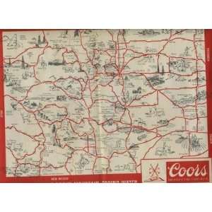   Coors Beer Placemat & Distribution Area Map Golden CO 