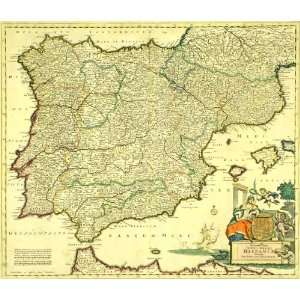  Antique Map of Europe Spain, 1689