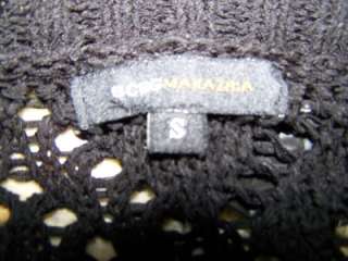   Maxazria Black Crocheted Button Front Long Sweater Coat Size Small S