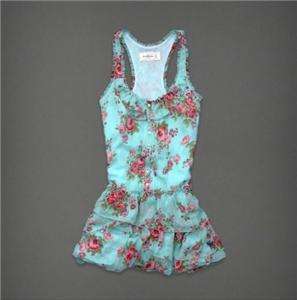 NWT Abercrombie & Fitch Women Jessa Dress Turquoise Floral 100% 