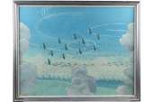 WWII Battle Britain RAF Spitfires Aviation Painting  