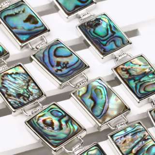 Abalone Sea Shell Rectangle Beads Bracelet Bangle 8.5L  