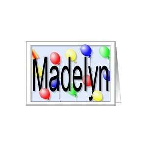 Madelyns Birthday Invitation, Party Balloons Card Toys 