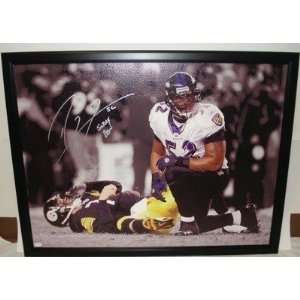 RAY LEWIS Signed Ravens Framed Canvas Sorry Ben JSA   Autographed NFL 