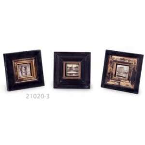   Rustic Black And Gold Wood 3x3 Frames Set Of Three