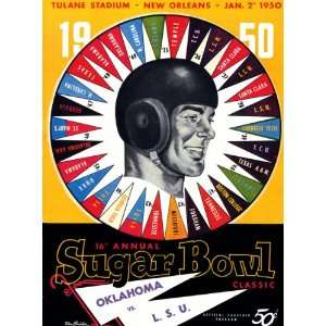 Historic Game Day Program Cover Art   OKLAHOMA VS LSU 1950 (SUGAR BOWL 
