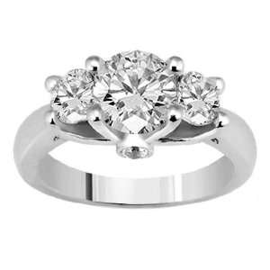 31 CT TW 3 Diamond Prong Set Engagement Ring with Side Stones in 14k 