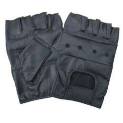   New Fingerless 100% Genuine Leather Padded Palm Half Biker Work Gloves