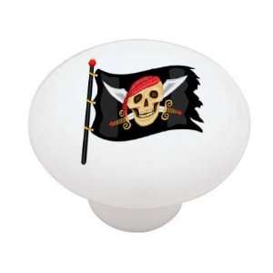  Jolly Roger Pirate Flag High Gloss Ceramic Drawer Knob 