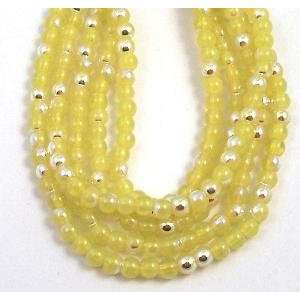  4mm Round Czech Glass Beads   100pc Milky Yellow AB Arts 