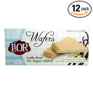 Lior Sugar Free Wafer, Vanilla, 180 Grams (Pack of 12)