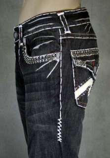 Laguna Beach Jeans Mens LAGUNA Black Wash BOOTCUT w/ 2G Crystals 