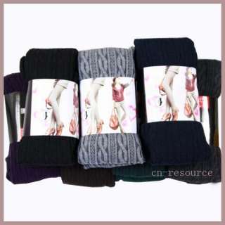Stirrup Cotton Cable Knit Winter Warm Leggings Tights  