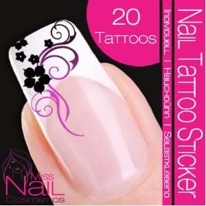    Nail Tattoo Sticker Ornament / Blossom   black / lilac Beauty
