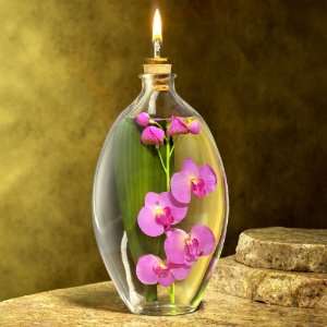  Kahar 24oz. Green Cymbidlum Orchid Oil Lamp