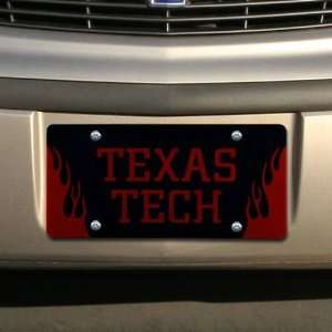   Texas Tech Red Raiders Black Mirrored Flame License Plate Automotive