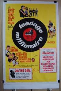 1961 TEENAGE MILLIONAIRE Orig 27 x 41 Movie Poster JIMMY CLANTON 