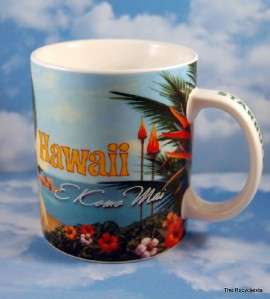   Hawaii 2008 Coffee Cup Mug E Komo Mai Hula Girl Surfing  