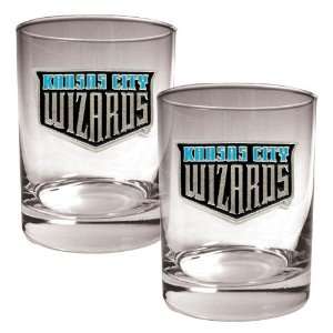 Kansas City Wizards MLS 2pc Rocks Glass Set   Primary Team Logo 