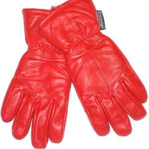 Imported Genuine Red Leather Microfiber Lined Ladies Gloves, Large 