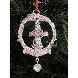  45WL Wire Cross in Lariat Silver Pewter Ornament