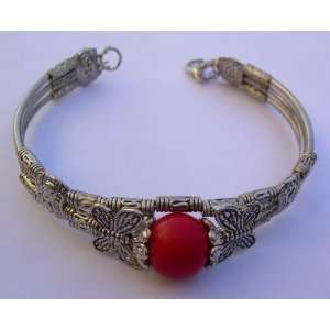  Bracelet   Tibetan Silver & Red Coral Bead   Kikis Coral 