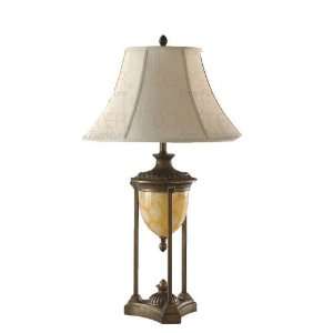  Set of 2 Table Lamps with Accent Design in Bronze Finish 