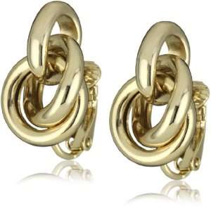  Anne Klein Gold Tone Knot Clip Earrings Jewelry