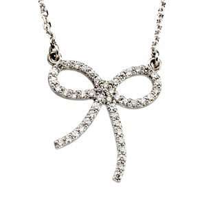  1/4 CT TW 14K White Gold Diamond Bow Necklace Jewelry