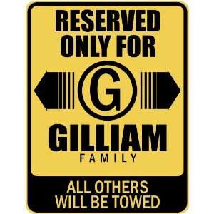   RESERVED ONLY FOR GILLIAM FAMILY  PARKING SIGN