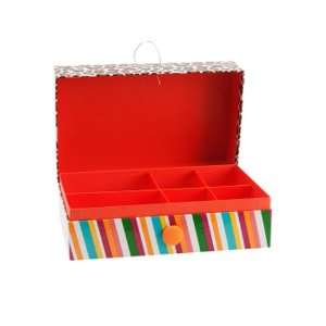   Match Printed Design Jewelry Box, Red Cheetah/Stripes 