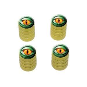  Lizard Yellow Eye Green Scales   Tire Rim Valve Stem Caps 
