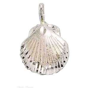  Sterling Silver Small Scallop Sea Shell Pendant Jewelry
