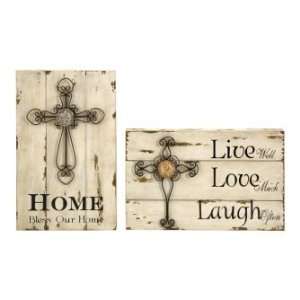   Of Two Unique Weathered Inspirational Cross Wall Decor