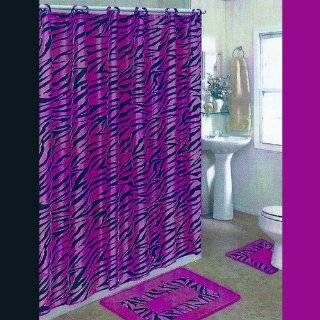   Zebra Shower Curtain with Decorative Rings + Bathroom Accessories Set