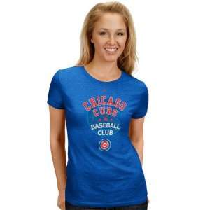 MLB Majestic Chicago Cubs Ladies Royal Blue Baseball Club T shirt 