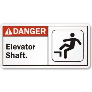 Elevator Shaft (with graphic) Plastic Sign, 10 x 5 