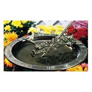 Weathered Bronze Hummingbird Sundial Birdbath  Pet 