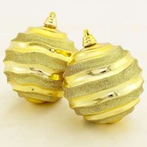 Club Pack of 36 Shatterproof Gold Wave Christmas Ball Ornaments 5.5 